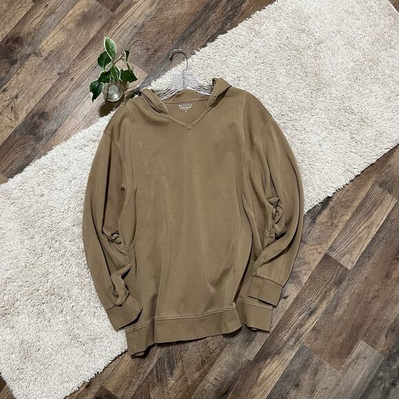 Athleta Oversized Versatile Comfy Relaxed V-Neck Brown Sundown Popover Hoodie - Picture 2 of 5